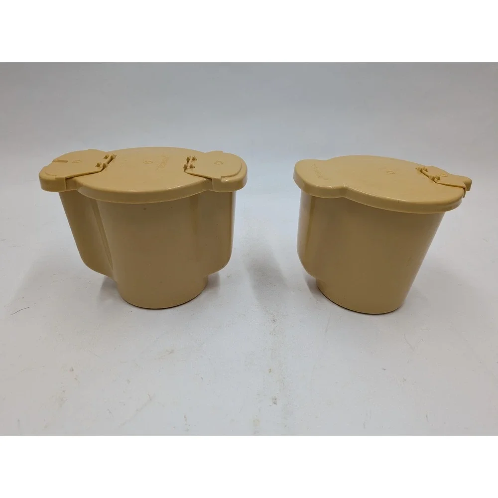 Vintage Tupperware Harvest Gold Cream and Sugar Set 574-12 577-9 Tan USA Made
